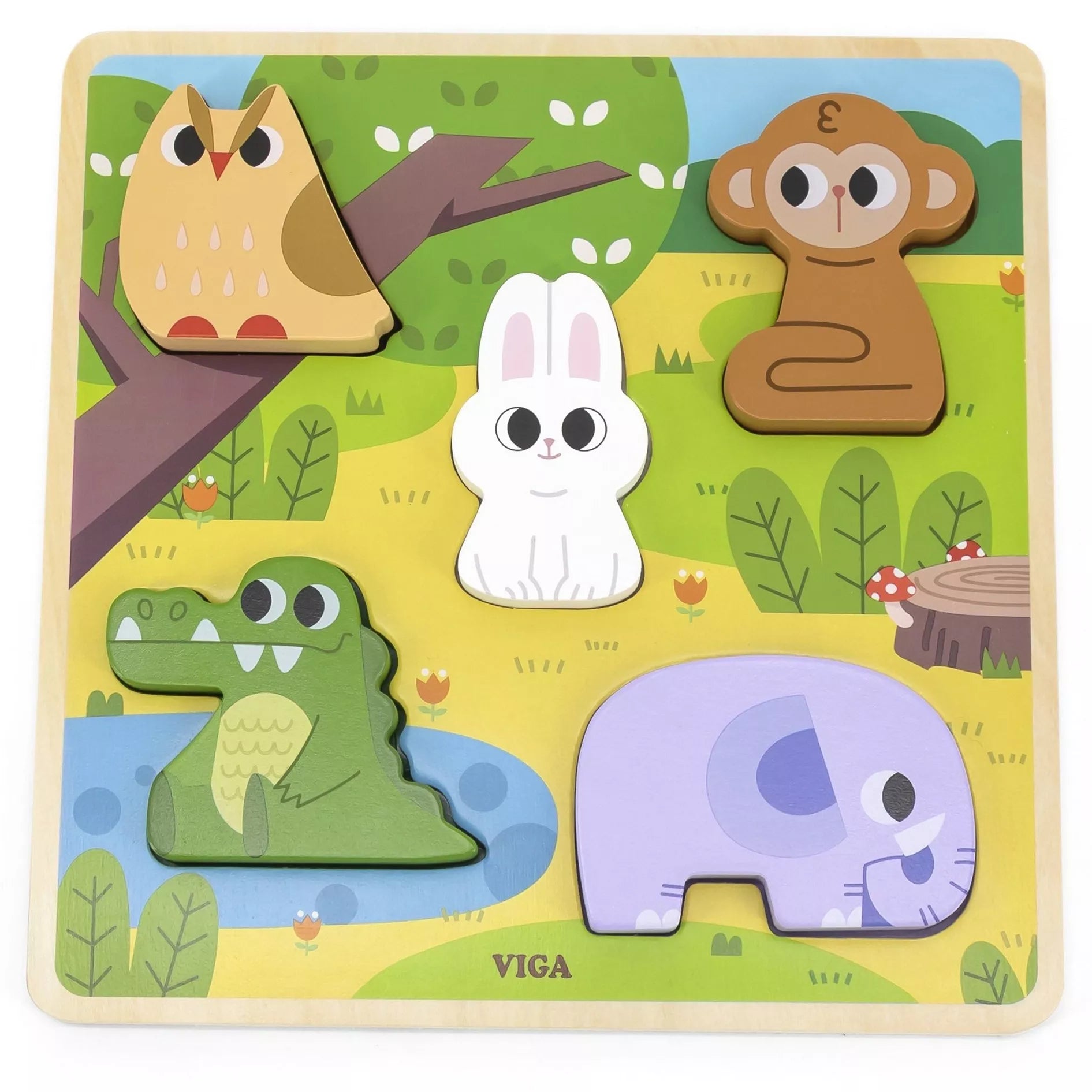 VIGA medinis dėlionės gyvūnams miško atitikimo dėlionė
