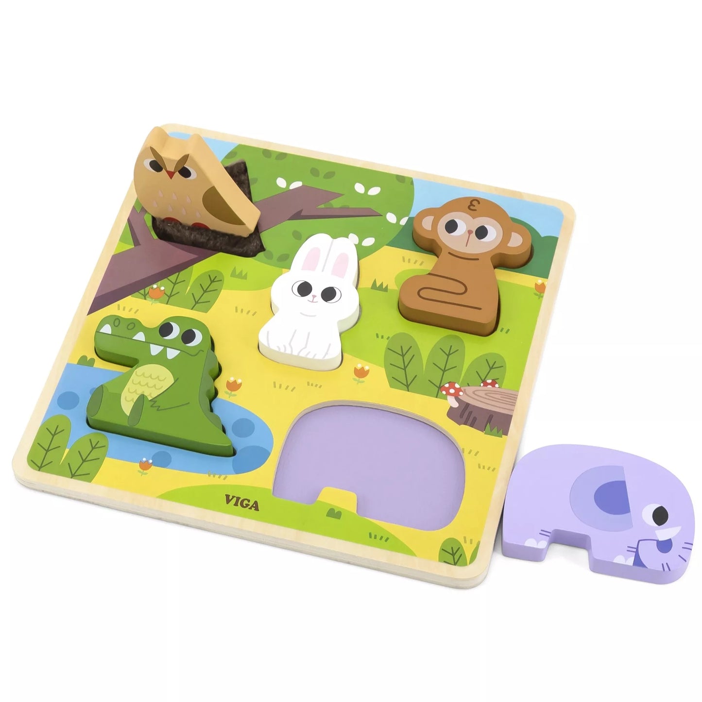 VIGA medinis dėlionės gyvūnams miško atitikimo dėlionė