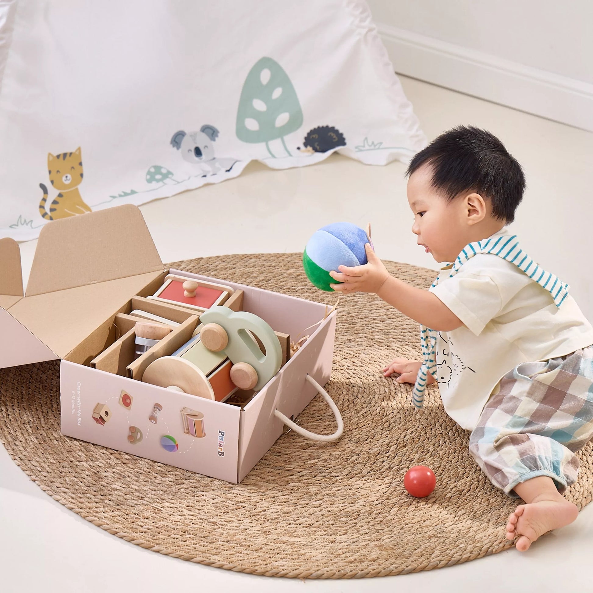 Lavinančių žaislų dėžutė nuo 6 mėnesių iki 12 mėnesių