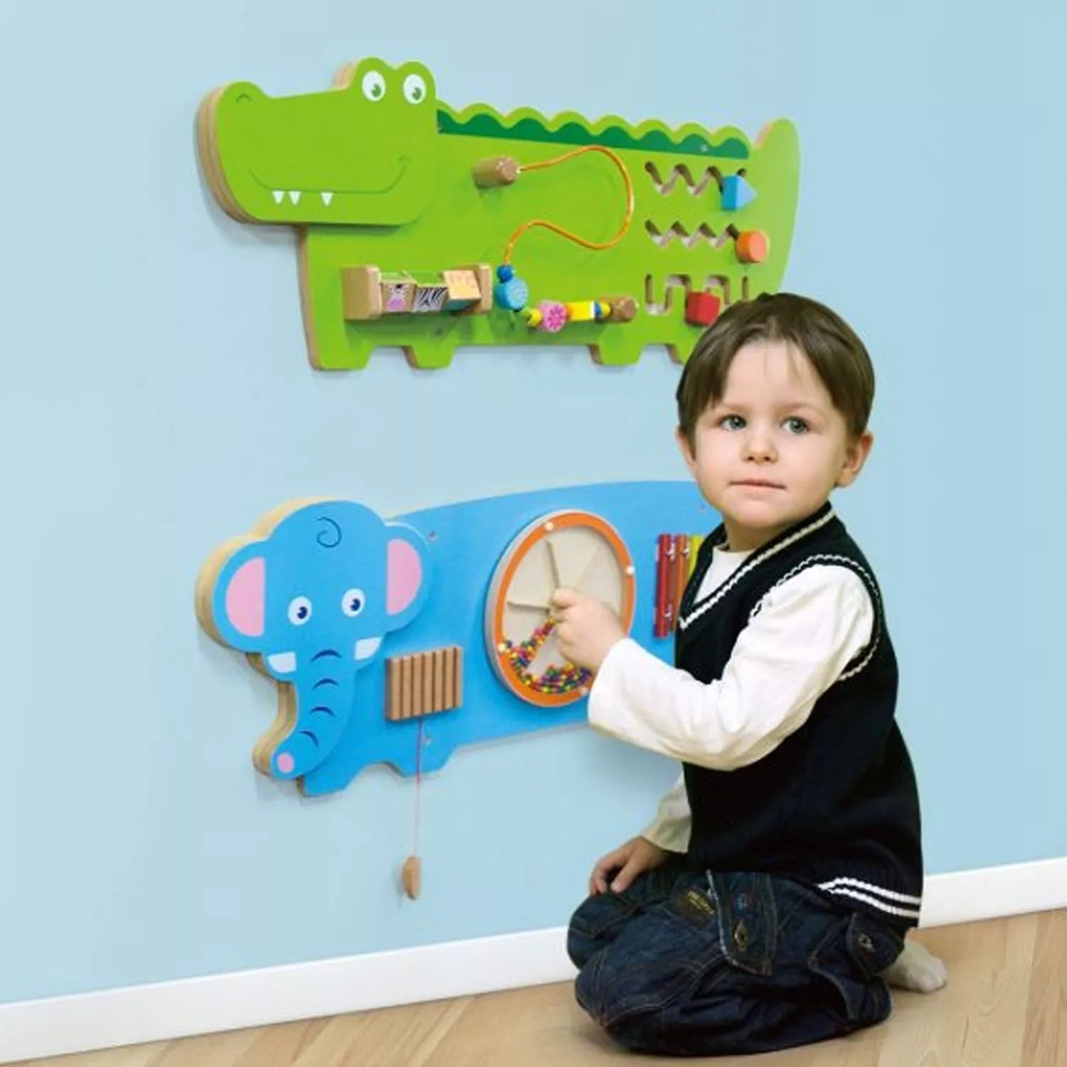 VIGA sensorinės manipuliacijos lenta, dramblys, FSC Montessori sertifikatas