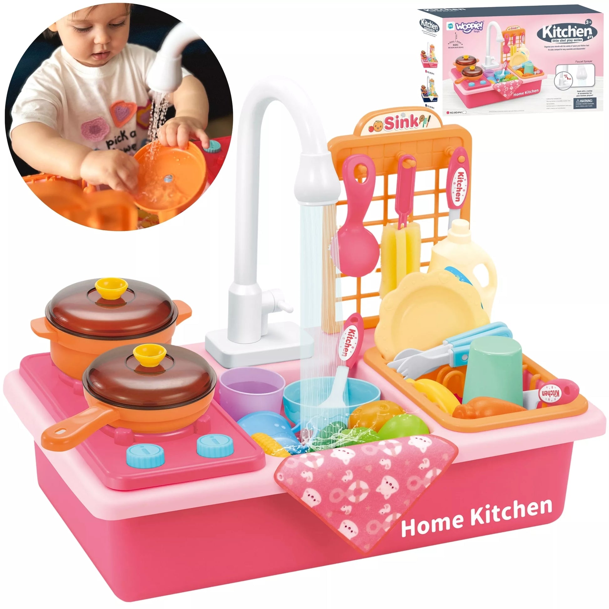 WOOPIE virtuvės kriauklė vaikams, rožinė