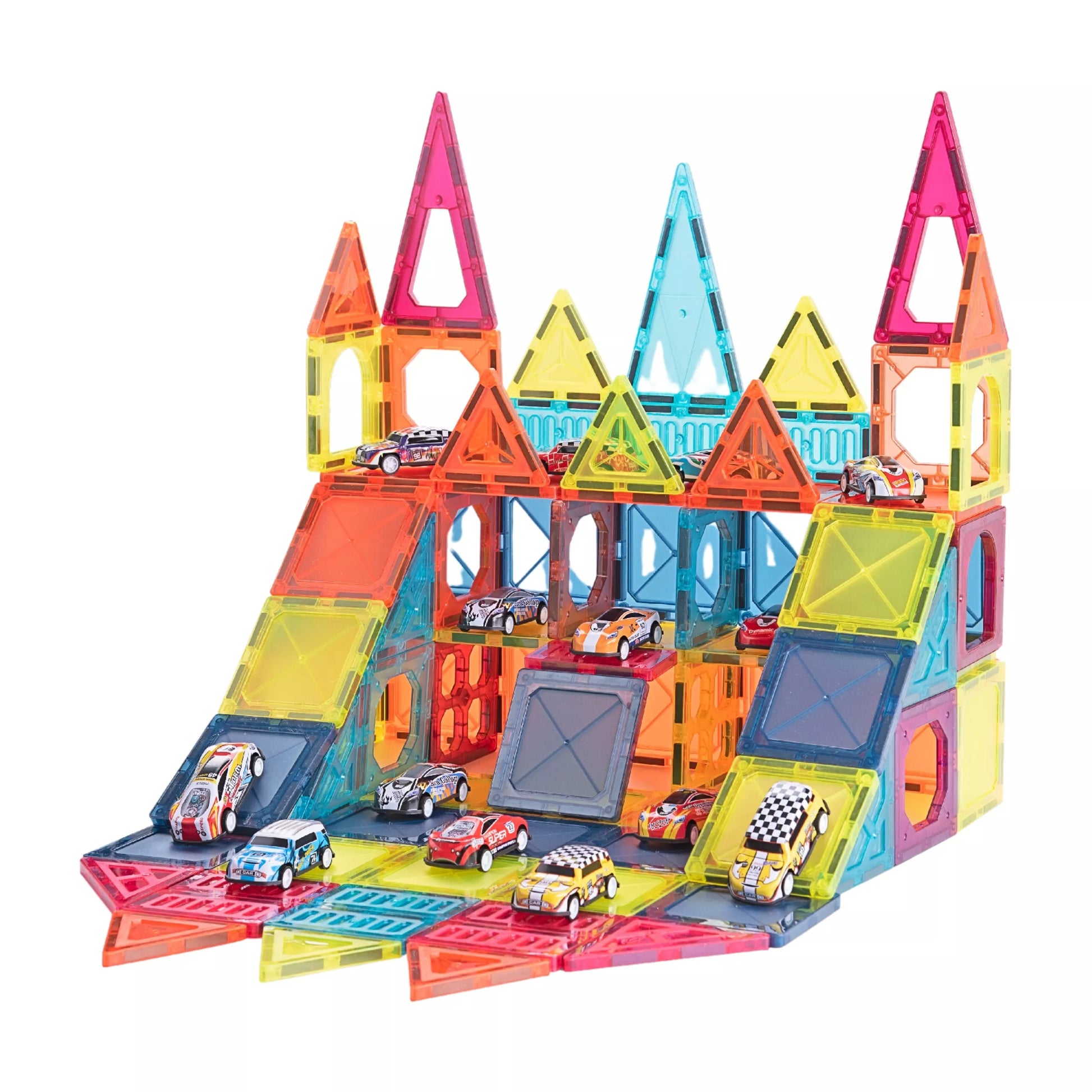 WOOPIE Magnetinių kaladėlių „Parkavimas“ rinkinys, 112 vnt., 7,5 cm