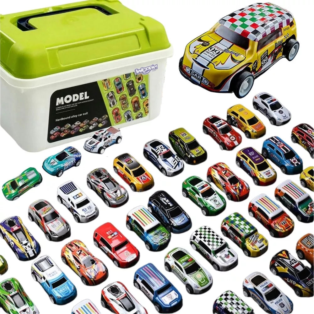 WOOPIE 30 automobilių rinkinys lagamine su žemėlapiu