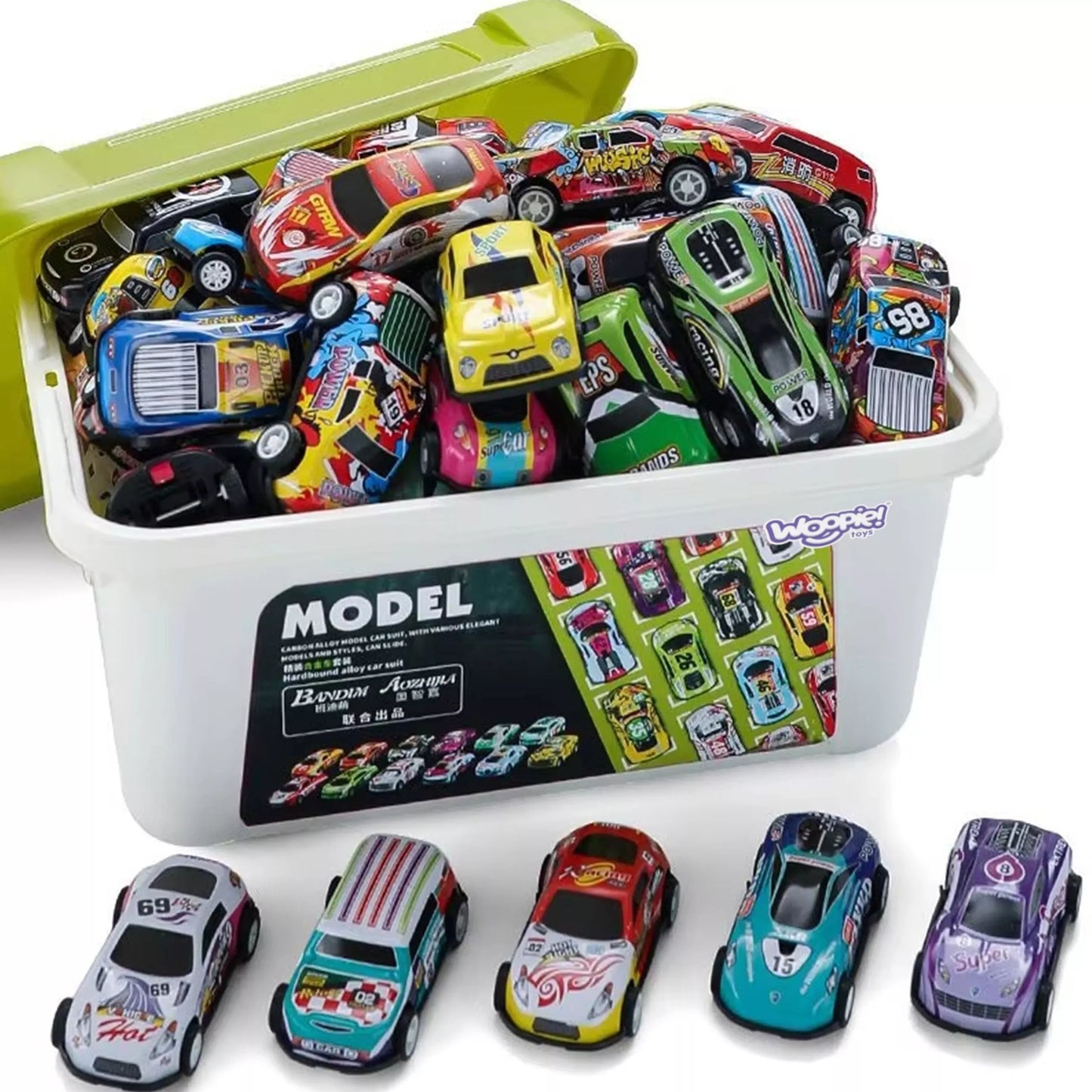 WOOPIE 30 automobilių rinkinys lagamine su žemėlapiu