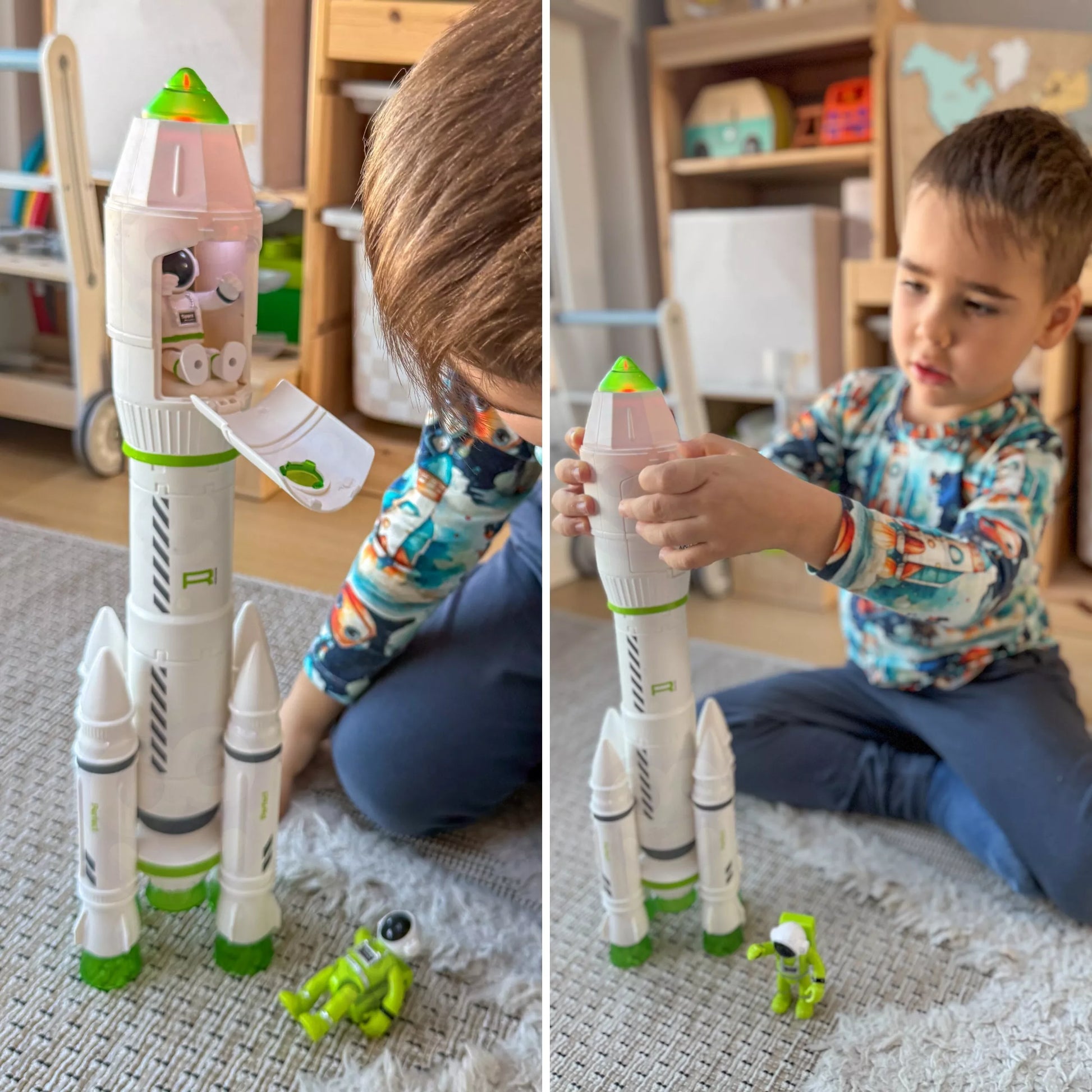 WOOPIE interaktyvi kosminė raketa su dūmų efektu, šviesomis, garsais ir astronautu