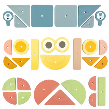 WOOPIE GREEN medinis dėlionės plaktukas su vinimis, 20 raštų, 82 vnt.