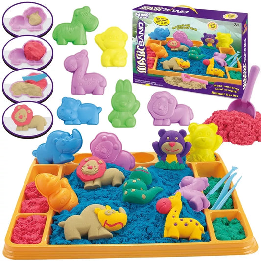 WOOPIE Kinetinis smėlis 1,2 kg XL ZOO stalas su formelių rinkiniu