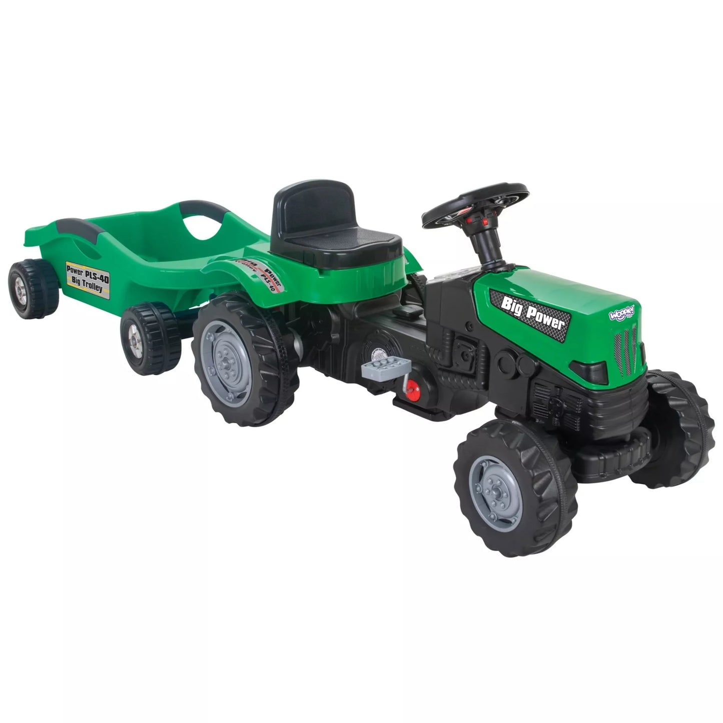 WOOPIE didelis „PowerTrac“ pedalais minamas traktorius su XXL priekaba