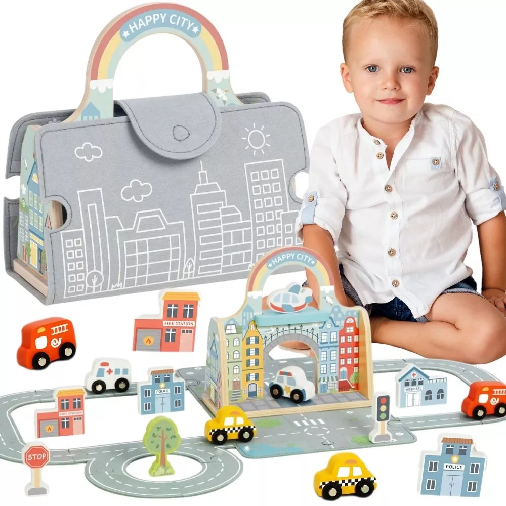TOOKY TOY Mini City Set Nešiojamų krepšių rinkinys Automobiliai
