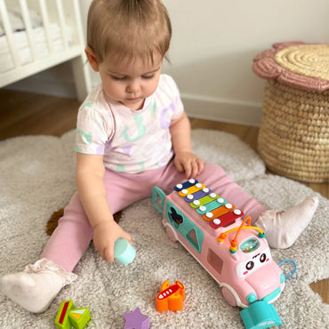WOOPIE BABY muzikinis automobilių rūšiuoklis su cimbalais – rožinis.