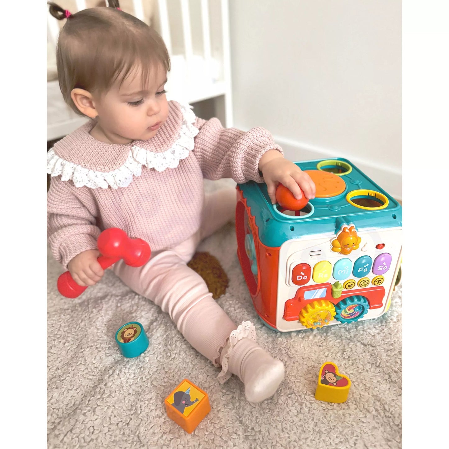 WOOPIE BABY daugiafunkcis Montessori veiklos kubas 6in1
