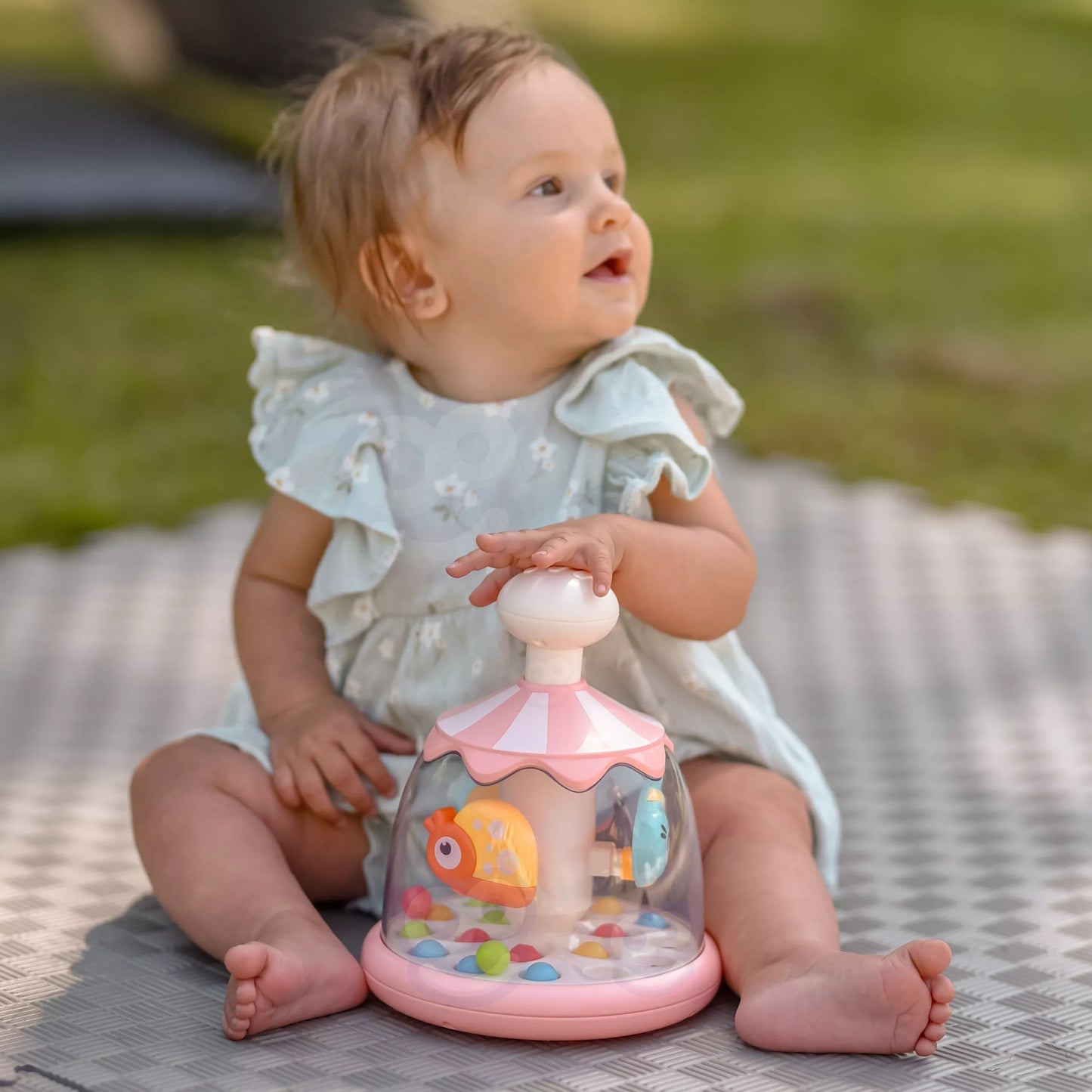 WOOPIE BABY spalvingų gyvūnėlių rožinė besisukanti karuselė su kamuoliukais (vilkelis)