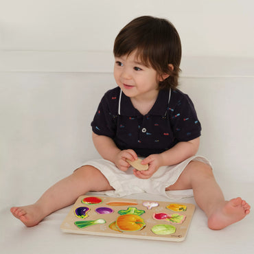 CLASSIC WORLD Medinė edukacinė dėlionė Daržovės Montessori 7 vnt.