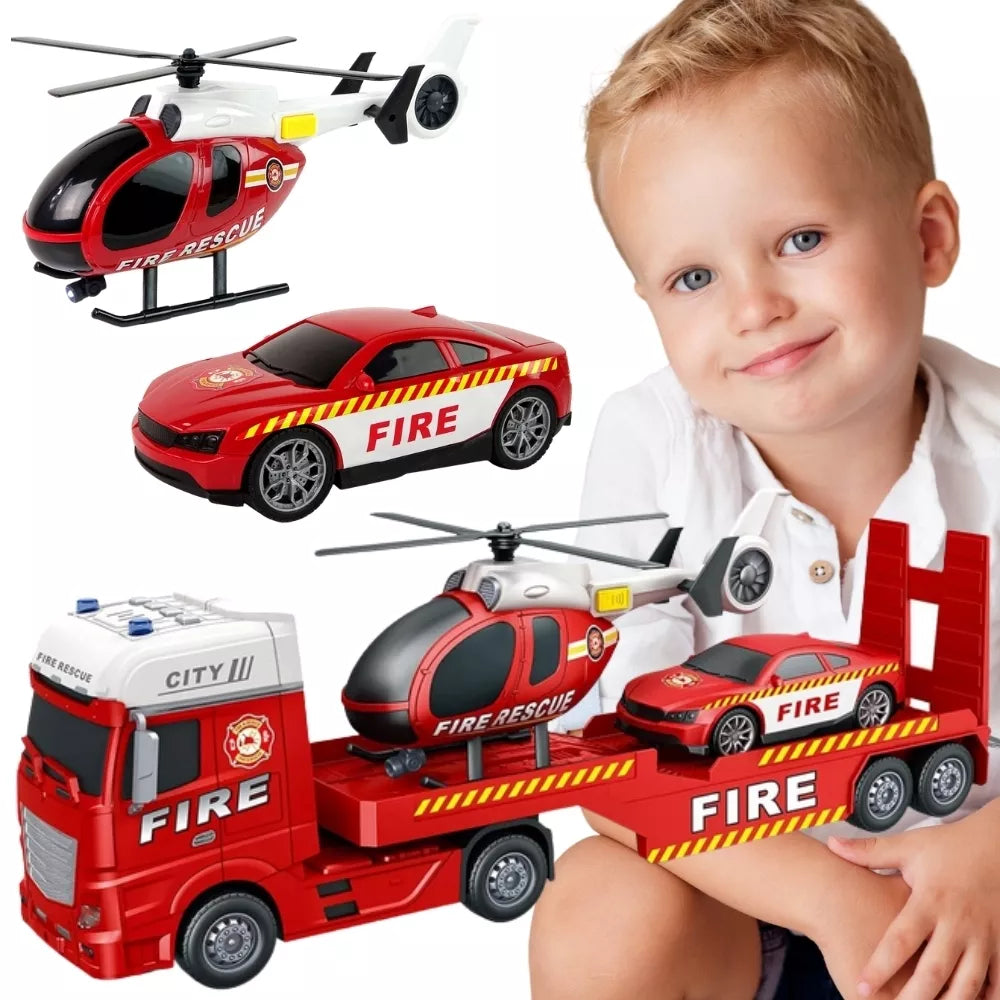 WOOPIE Vehicle Set Fire Truck Sraigtasparnis Automobilis Šviesos garsas