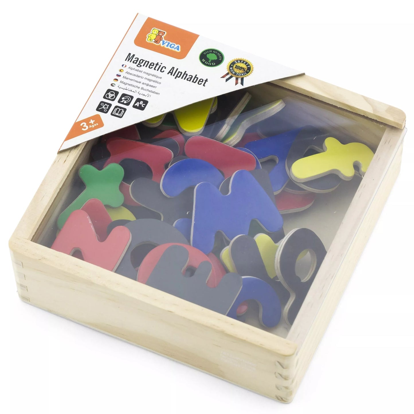 VIGA mediniai magnetiniai raidžių magnetai, skirti išmokti rašyti