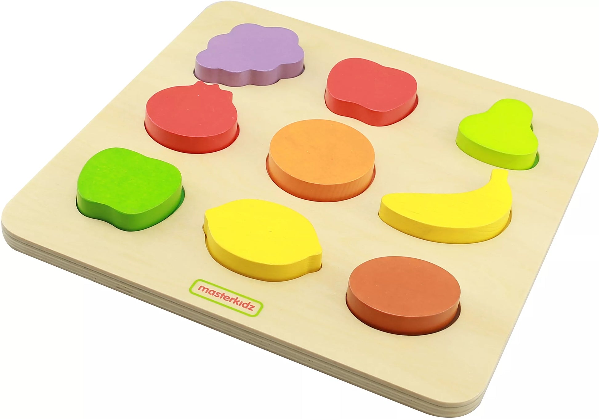 MASTERKIDZ medinis formelių rūšiuoklis, spalvingi vaisiai, Montessori