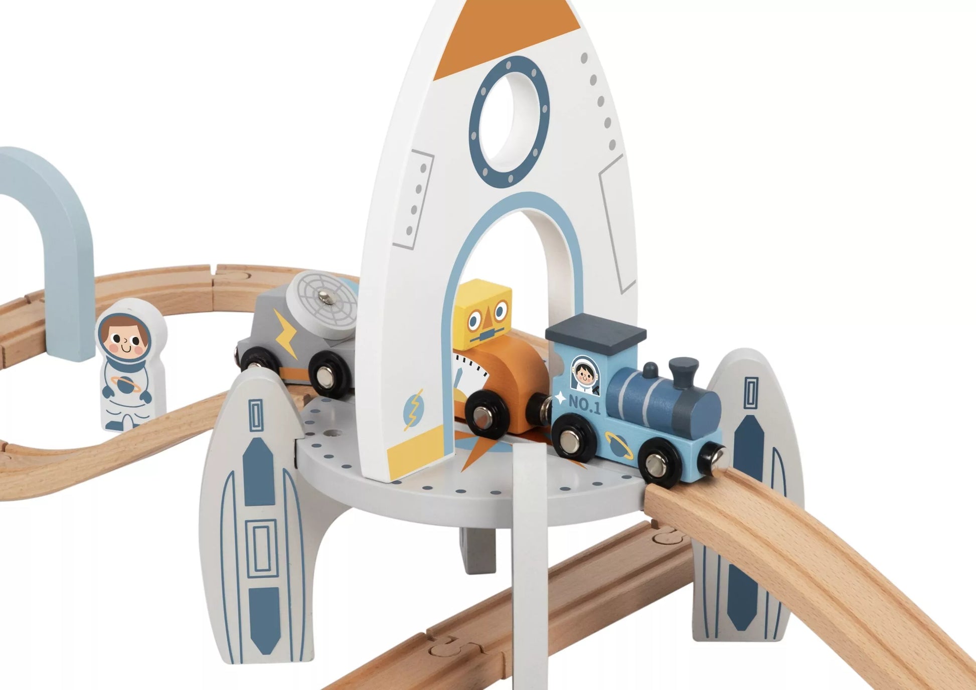 TOOKY TOY medinis kosminių traukinių rinkinys