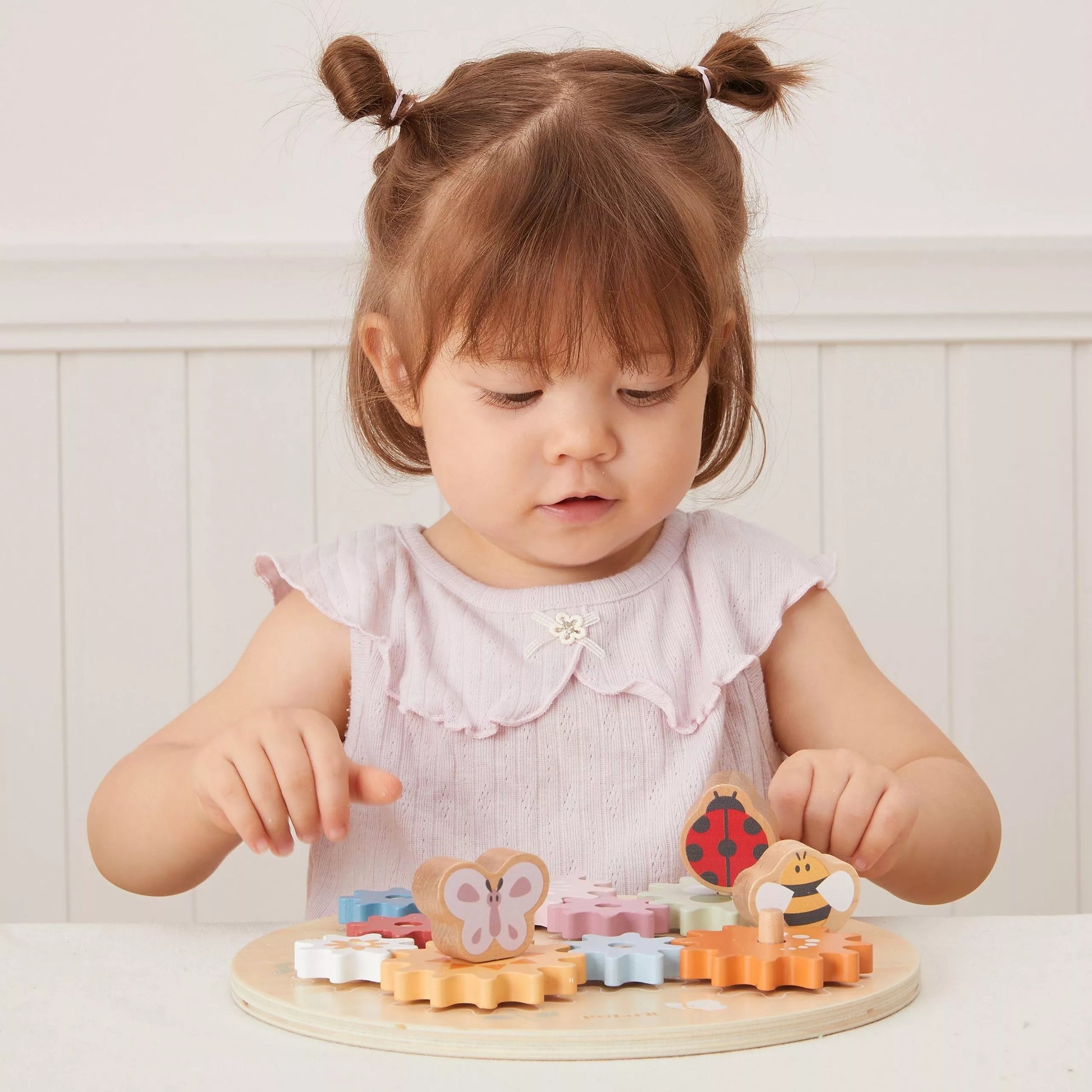 VIGA PolarB mediniai spalvingi Montessori pavarų ratai