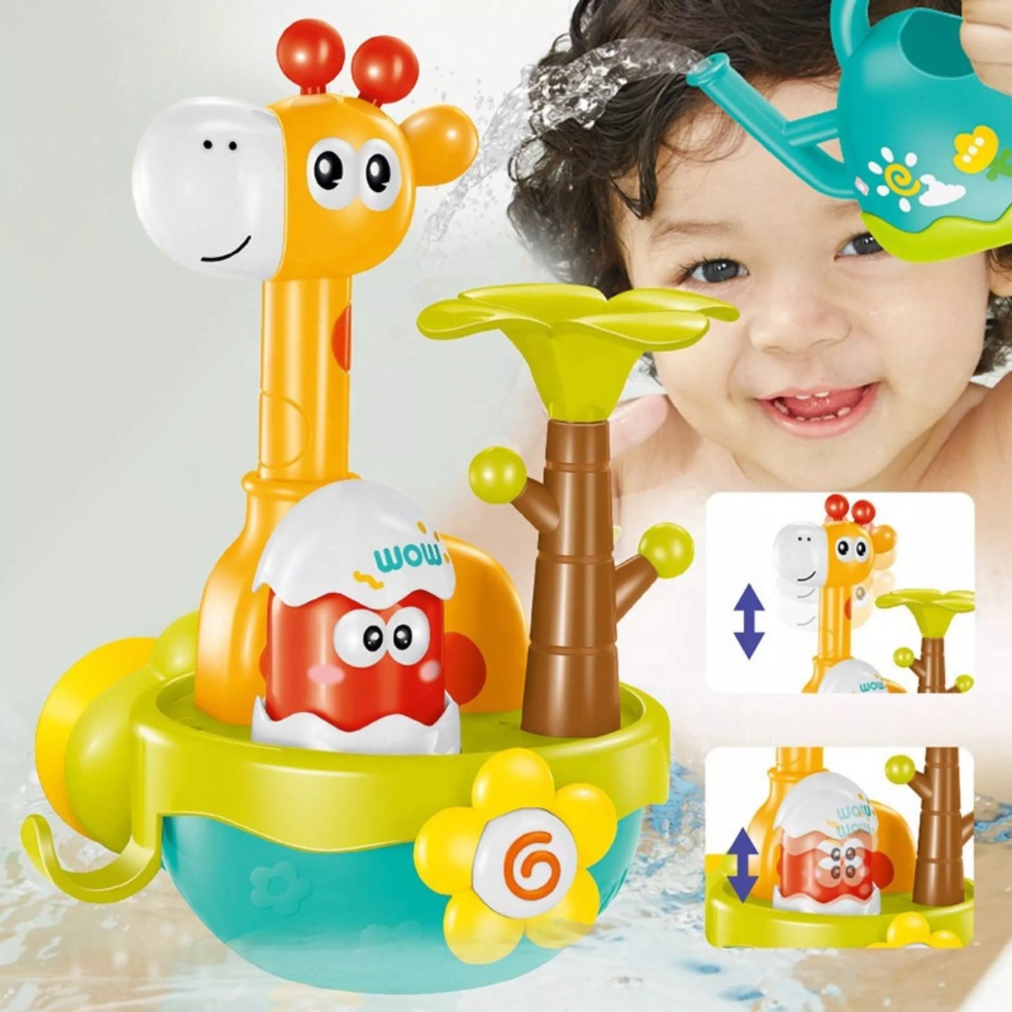 WOOPIE BABY Žirafos vonios žaislas su siurbimo puodelio piltuvu