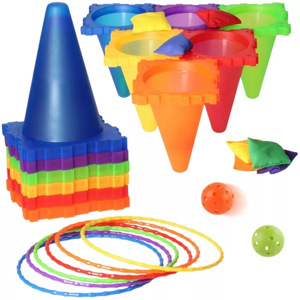 WOOPIE sodo žaidimų rinkinys 3in1 Mėtymo į taikinį kūgių lankai maišeliuose 30 vnt.