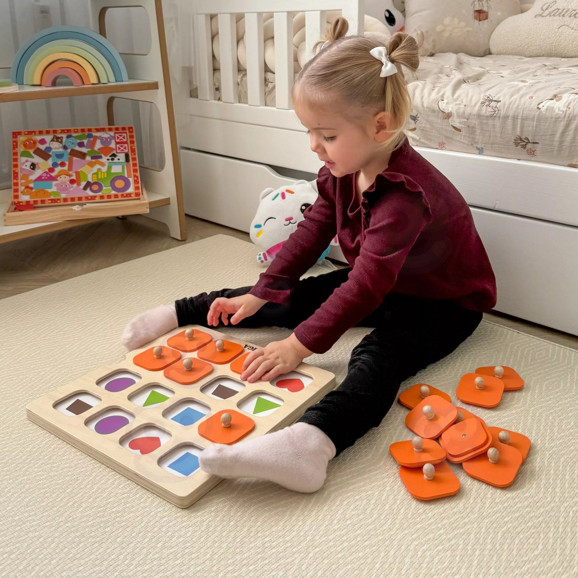 Viga „Memory – Atspėk paveikslėlius“ atminties žaidimas – 10 Montessori kortelių.