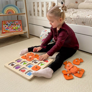 Viga „Memory – Atspėk paveikslėlius“ atminties žaidimas – 10 Montessori kortelių.