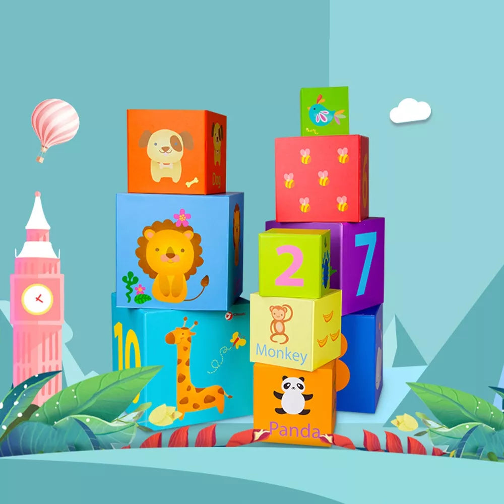 CLASSIC WORLD „Magic Box“ – edukacinė dėliojimo dėžutė–bokštas su kaladėlėmis
