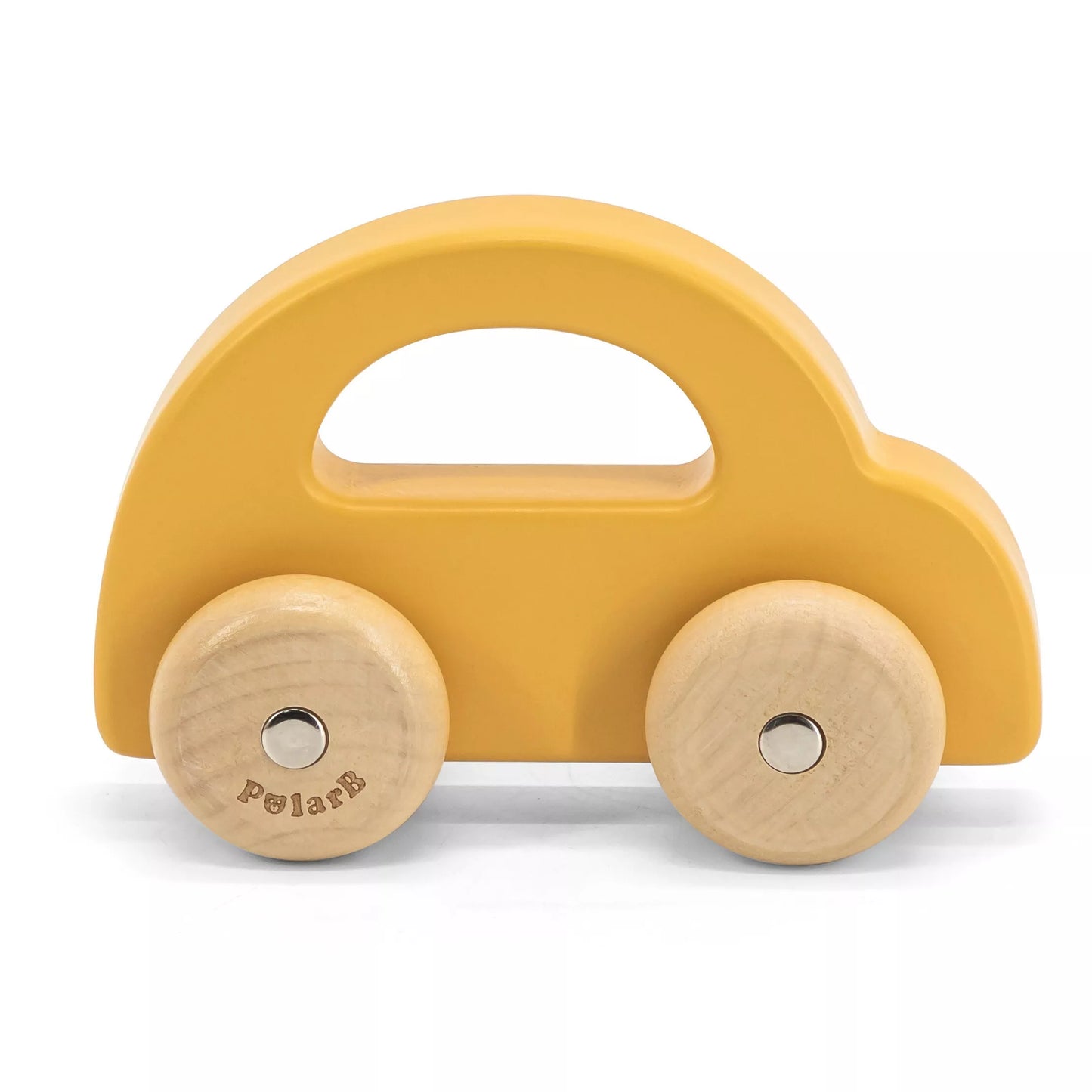 VIGA PolarB medinis stumdukas automobilis, geltonas