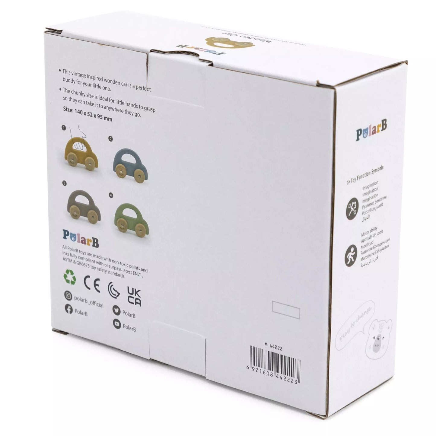 VIGA PolarB medinis stumdukas automobilis, geltonas