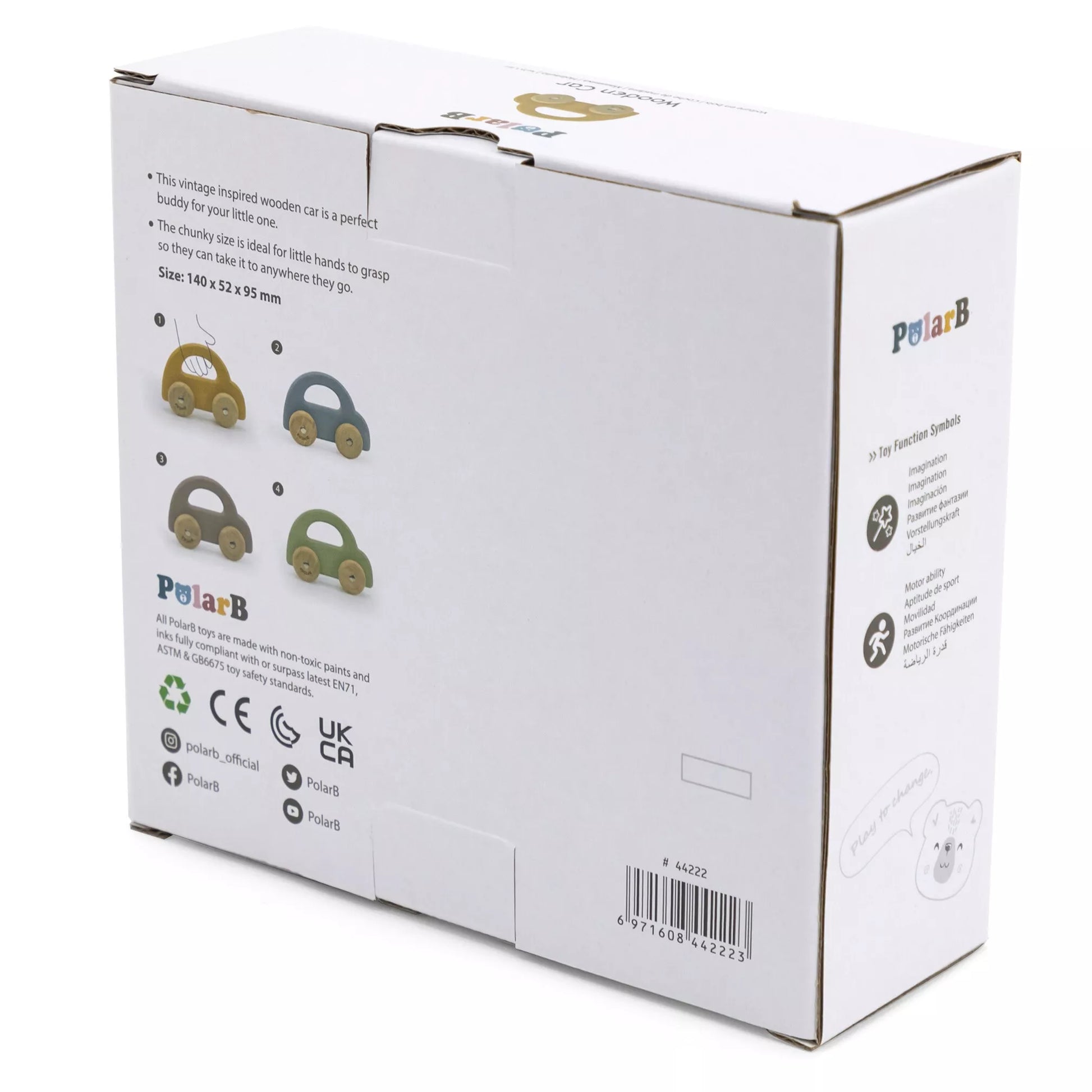 VIGA PolarB medinis stumdukas automobilis, geltonas