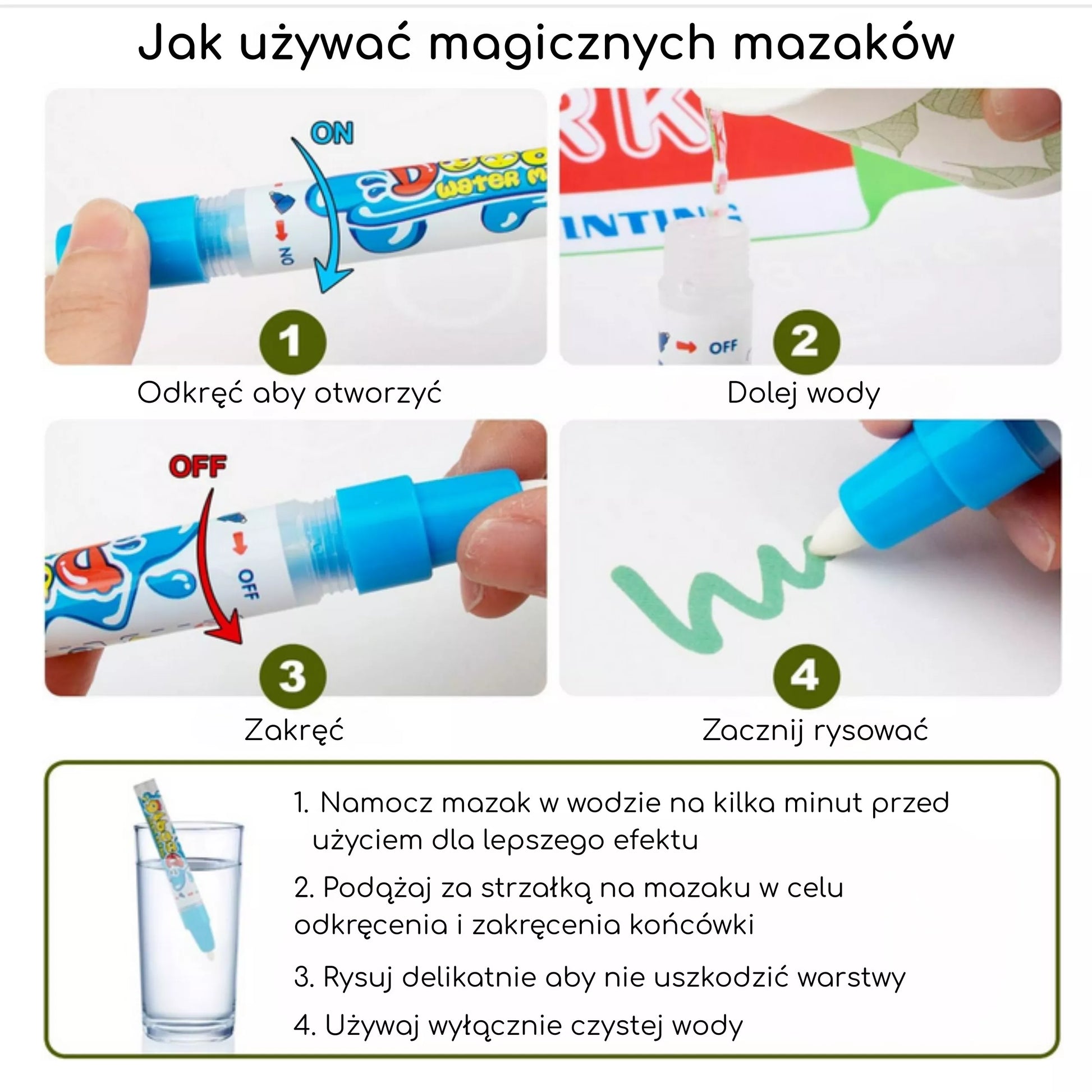 WOOPIE 2-in-1 vandens piešimo kilimėlis XXL, dvipusis – gyvūnai