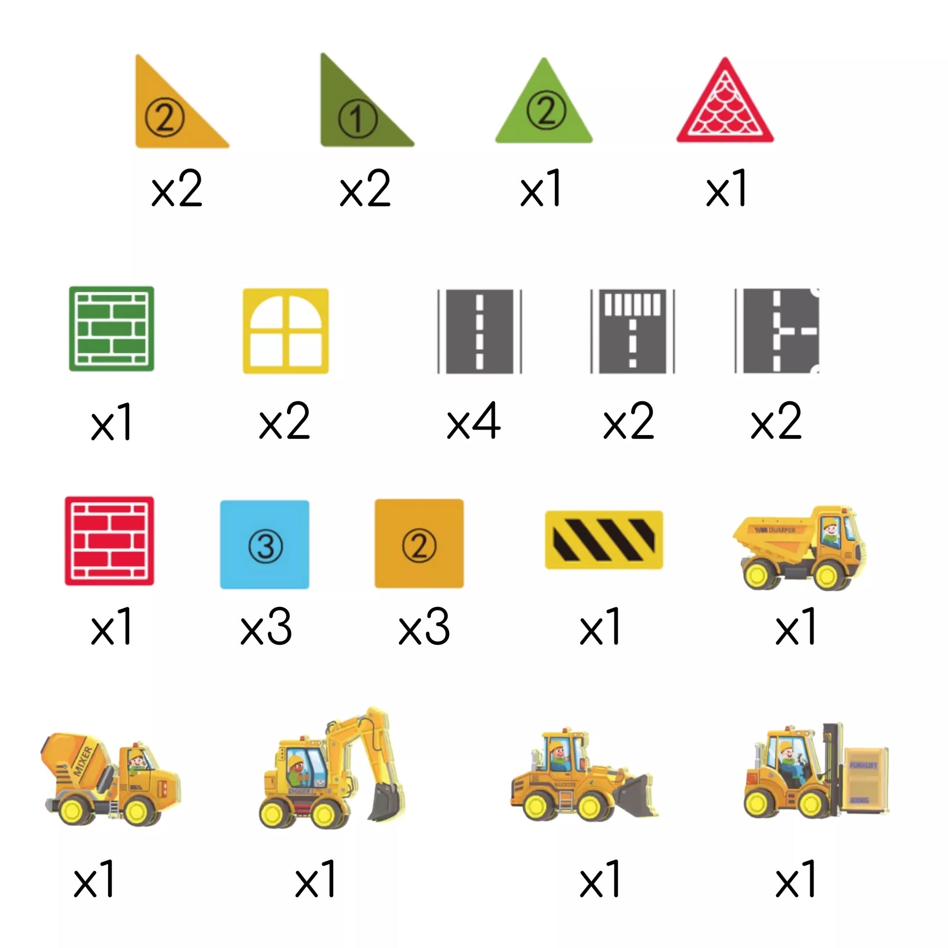 Woopie magnetinių kaladėlių rinkinys su statybinėmis transporto priemonėmis