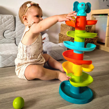 WOOPIE BABY Kulodromas – Spiralinis Kamuoliukų Bokštas su 3 Kamuoliukais