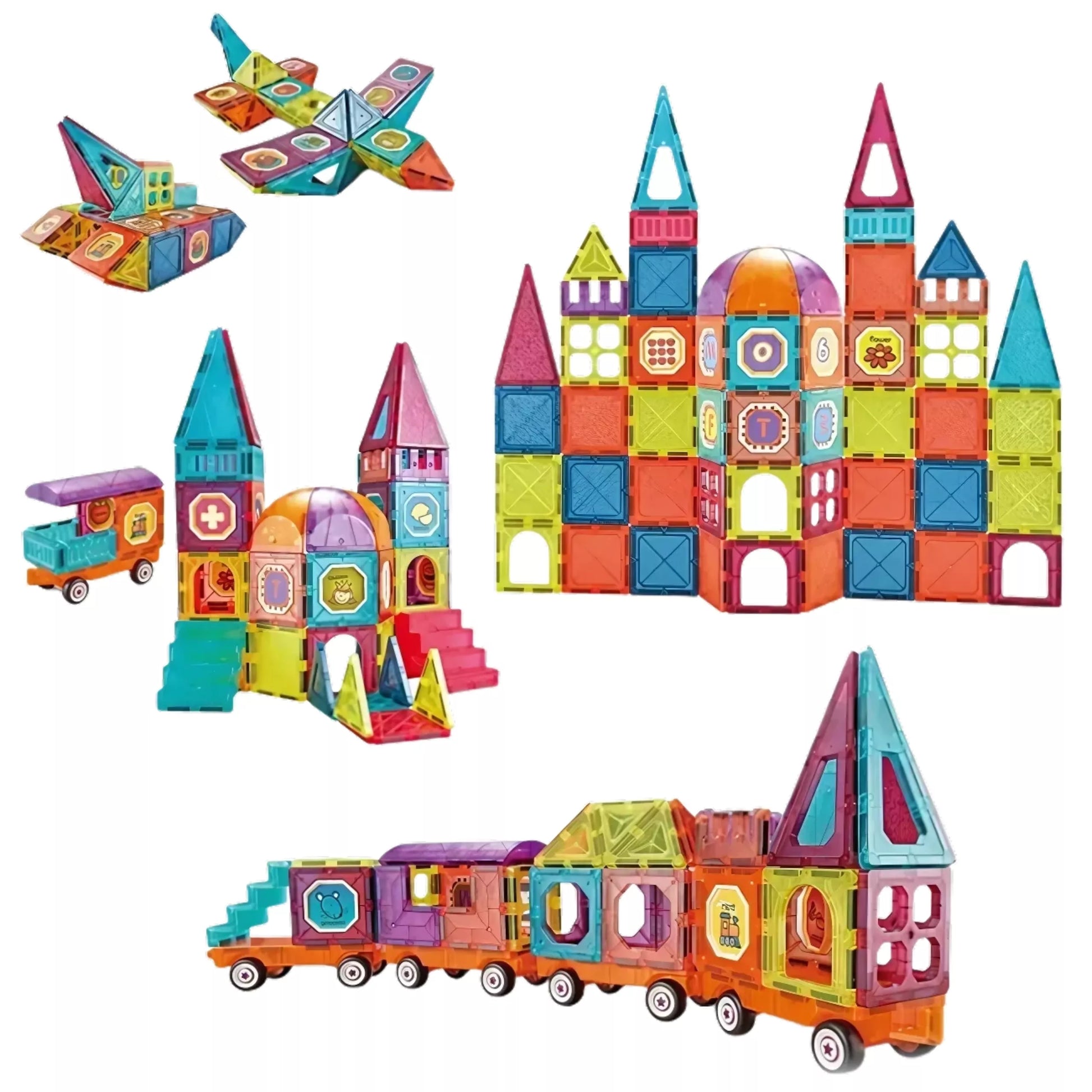 WOOPIE magnetinių 3D kaladėlių traukinių rinkinys, 71 vnt.