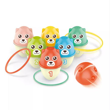 WOOPIE rinkinys 2in1 arkadiniai žaidimai mesti į taikinį, boulingas ir spalvingi meškiukai