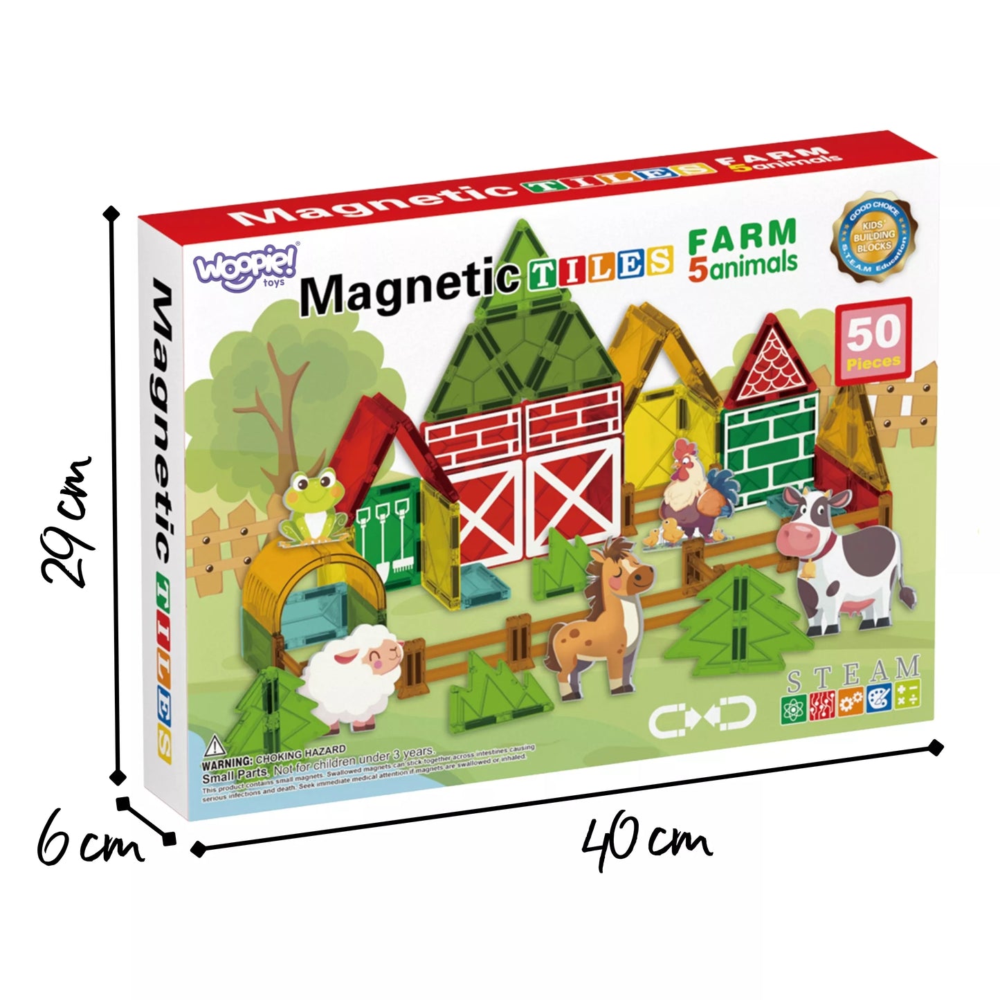 WOOPIE magnetiniai kaladėlės 7,5 cm Ūkis 30 vnt.