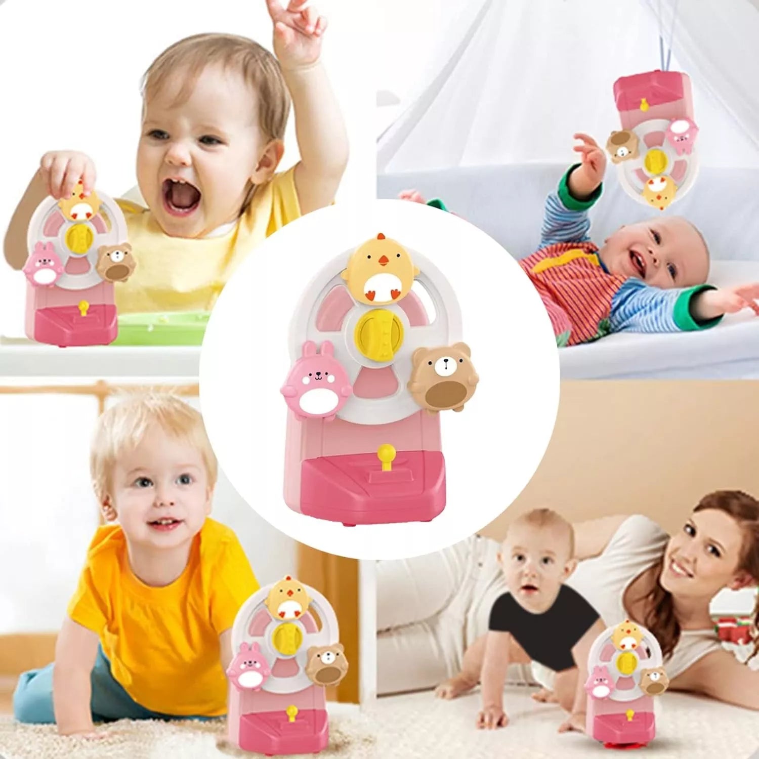 WOOPIE BABY muzikinė dėžutė su karuseliniais gyvūnais, lavinamasis žaislas