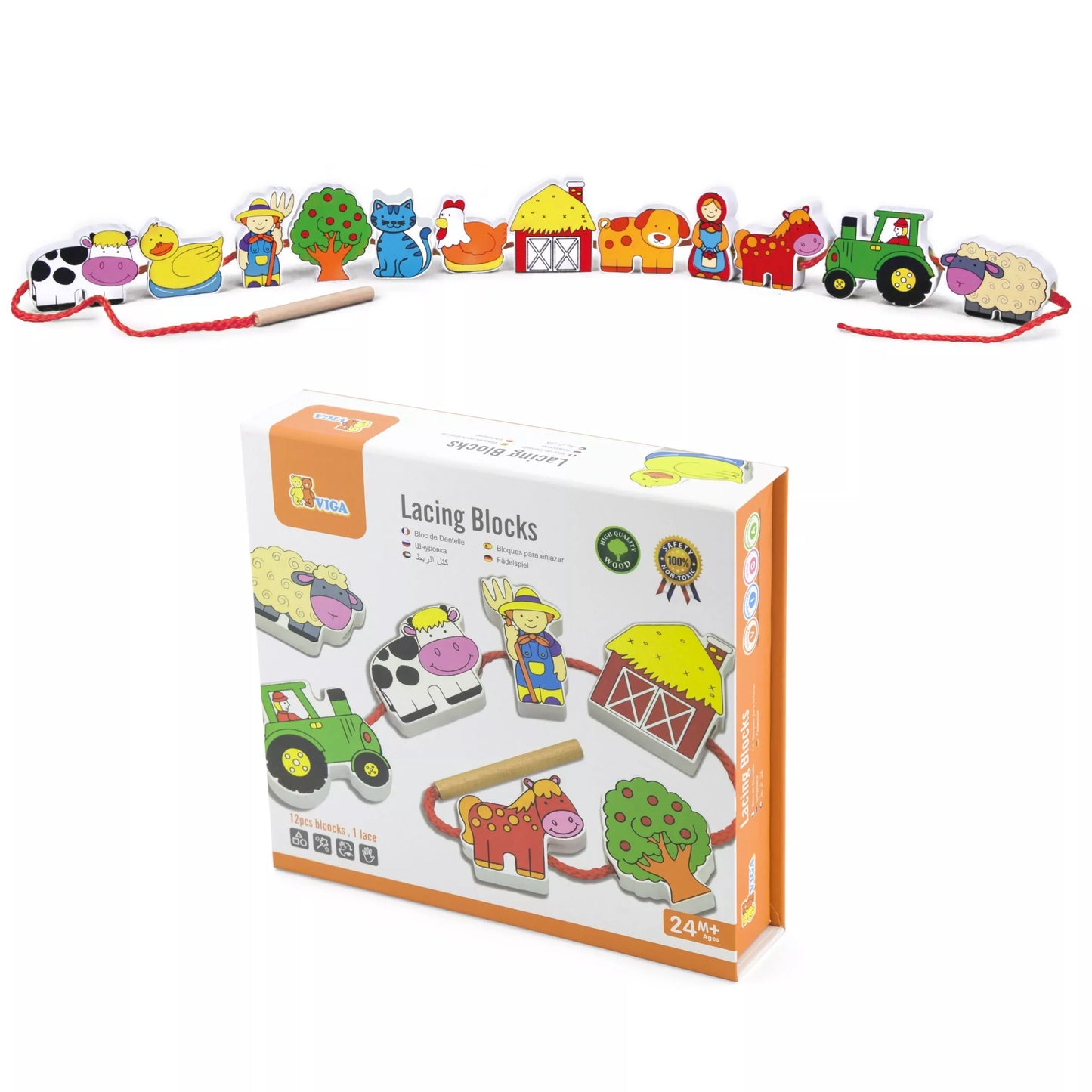 VIGA mediniai susipynimo kaladėlės Montessori siūlų ūkiui