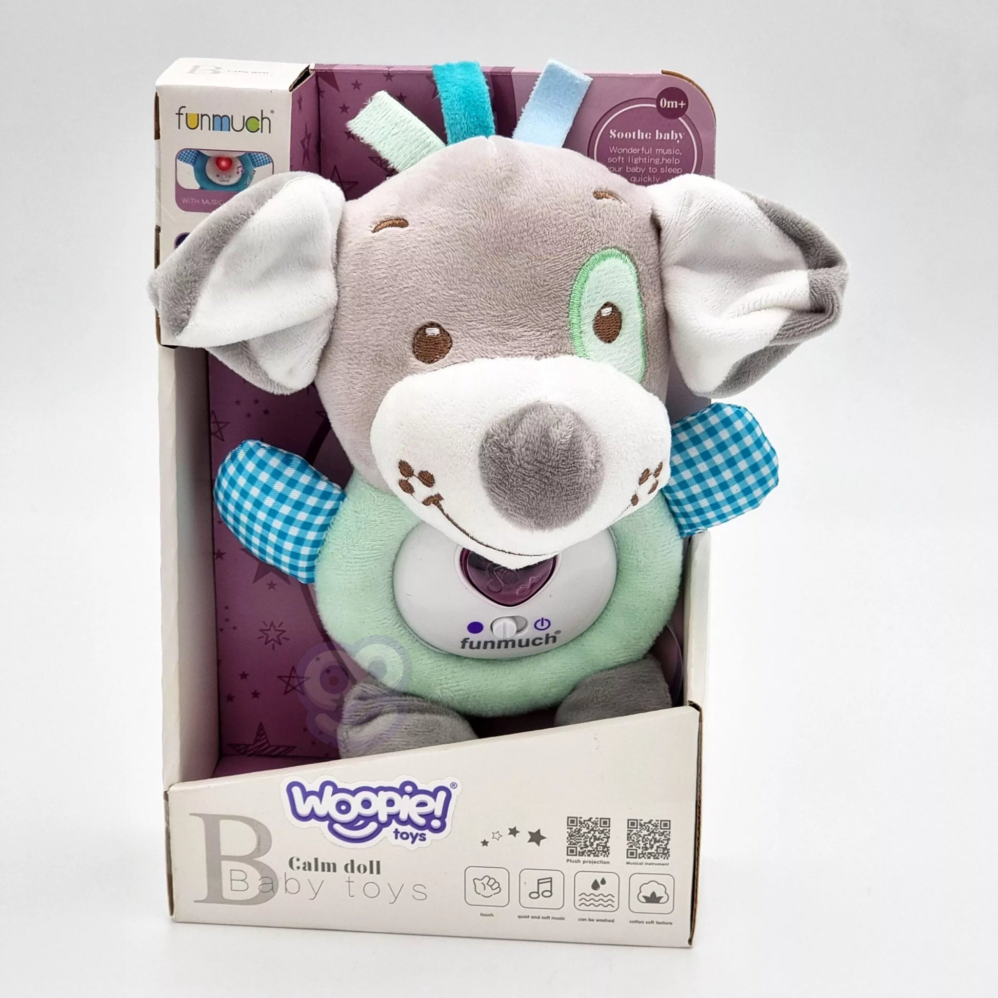 WOOPIE BABY interaktyvus pliušinis žaislas kūdikiams su šviesa ir garsu miegantis šuo