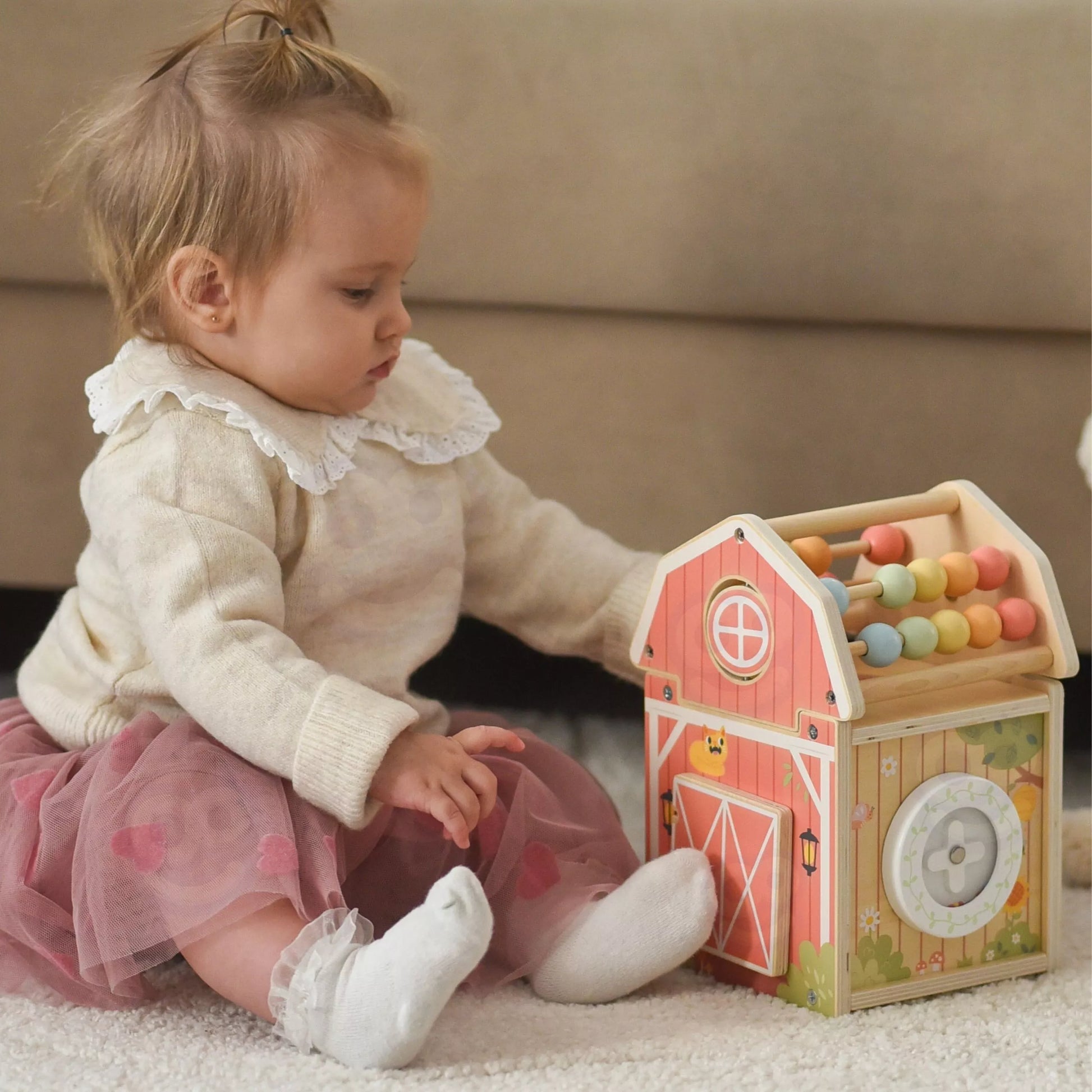 TOOKY TOY medinis ūkio veiklų rūšiuotuvas Montessori su abakusu