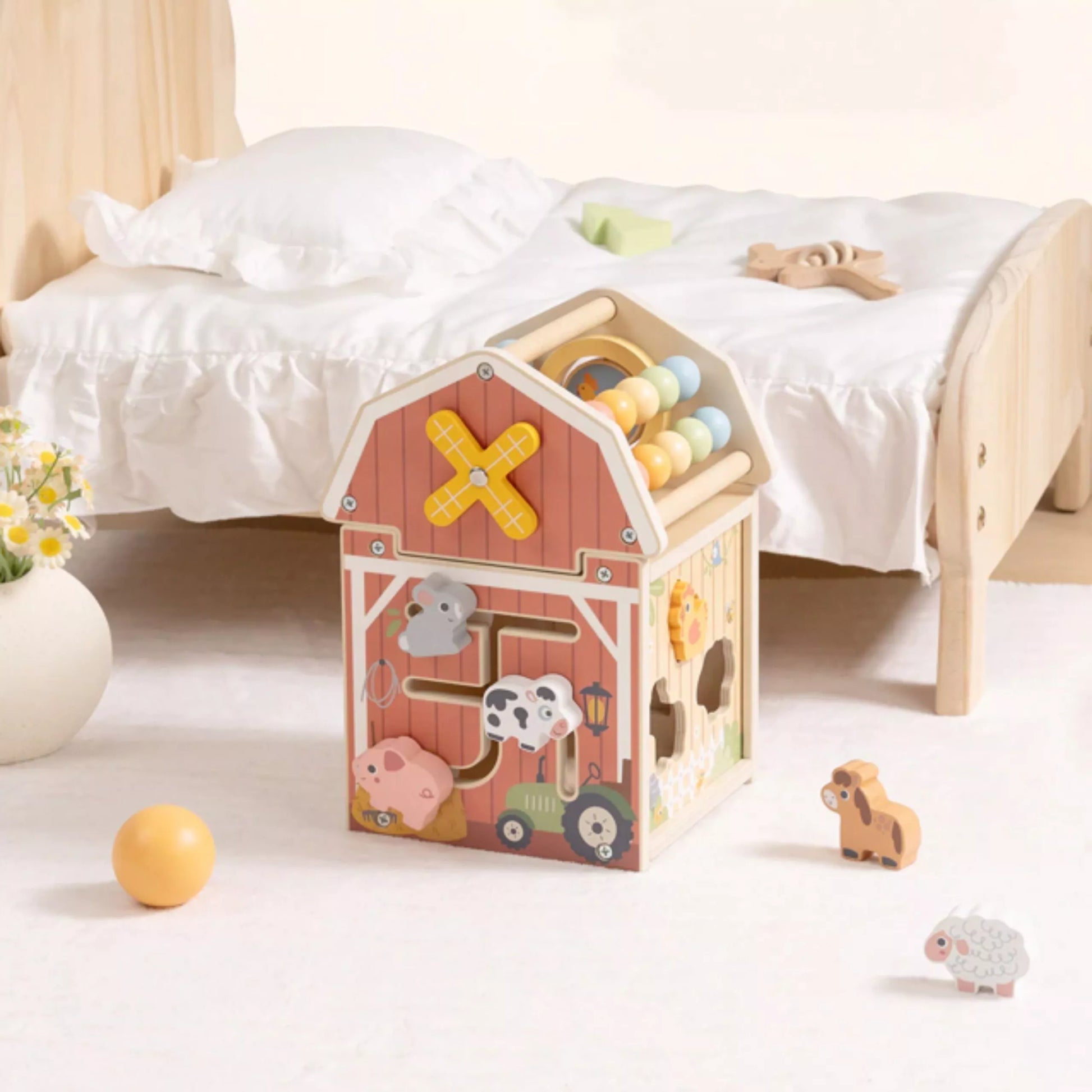 TOOKY TOY medinis ūkio veiklų rūšiuotuvas Montessori su abakusu