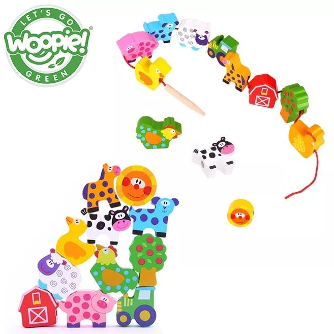 Medinės verimo kaladėlės gyvūnai