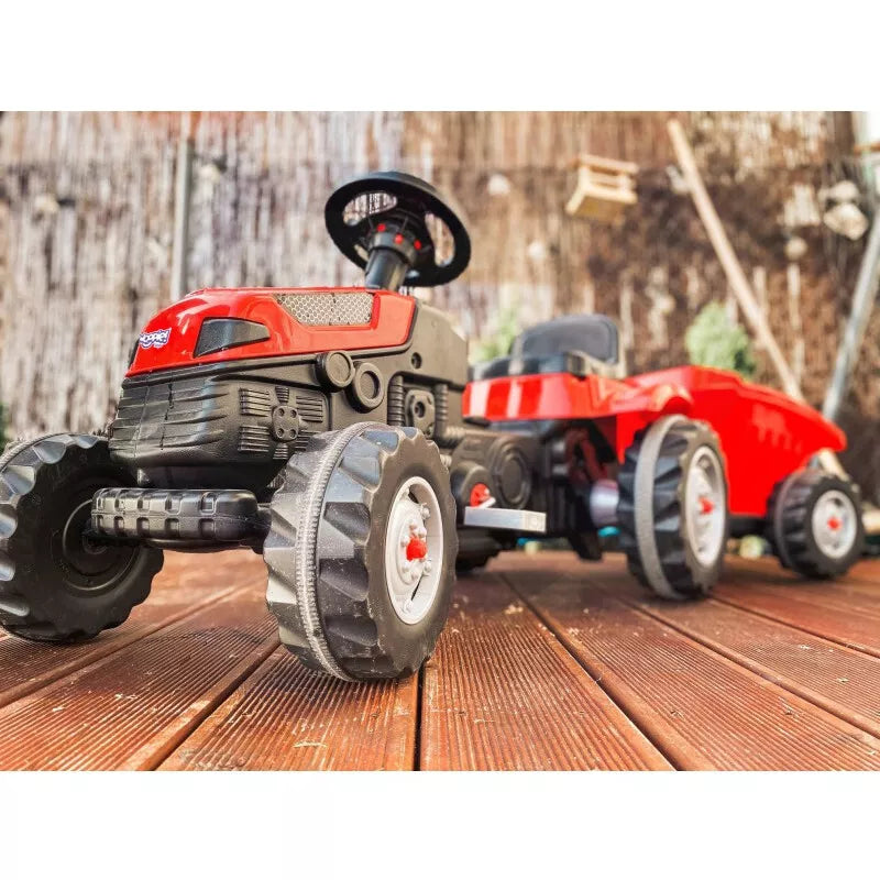 WOOPIE Farmer GoTrac MAXI pedalinis traktorius su tyliais ratukais priekaboje
