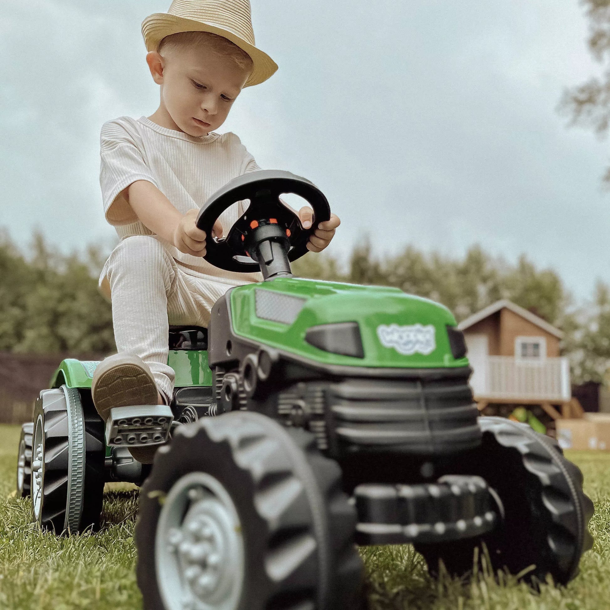 WOOPIE Farmer GoTrac MAXI pedalinis traktorius su tyliais ratukais + priekaba