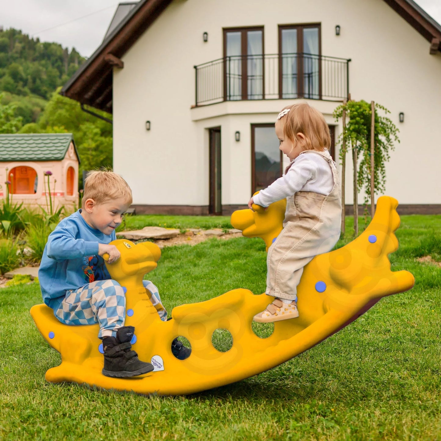 WOOPIE daugiafunkcės Dino sūpynės keliems vaikams – geltona