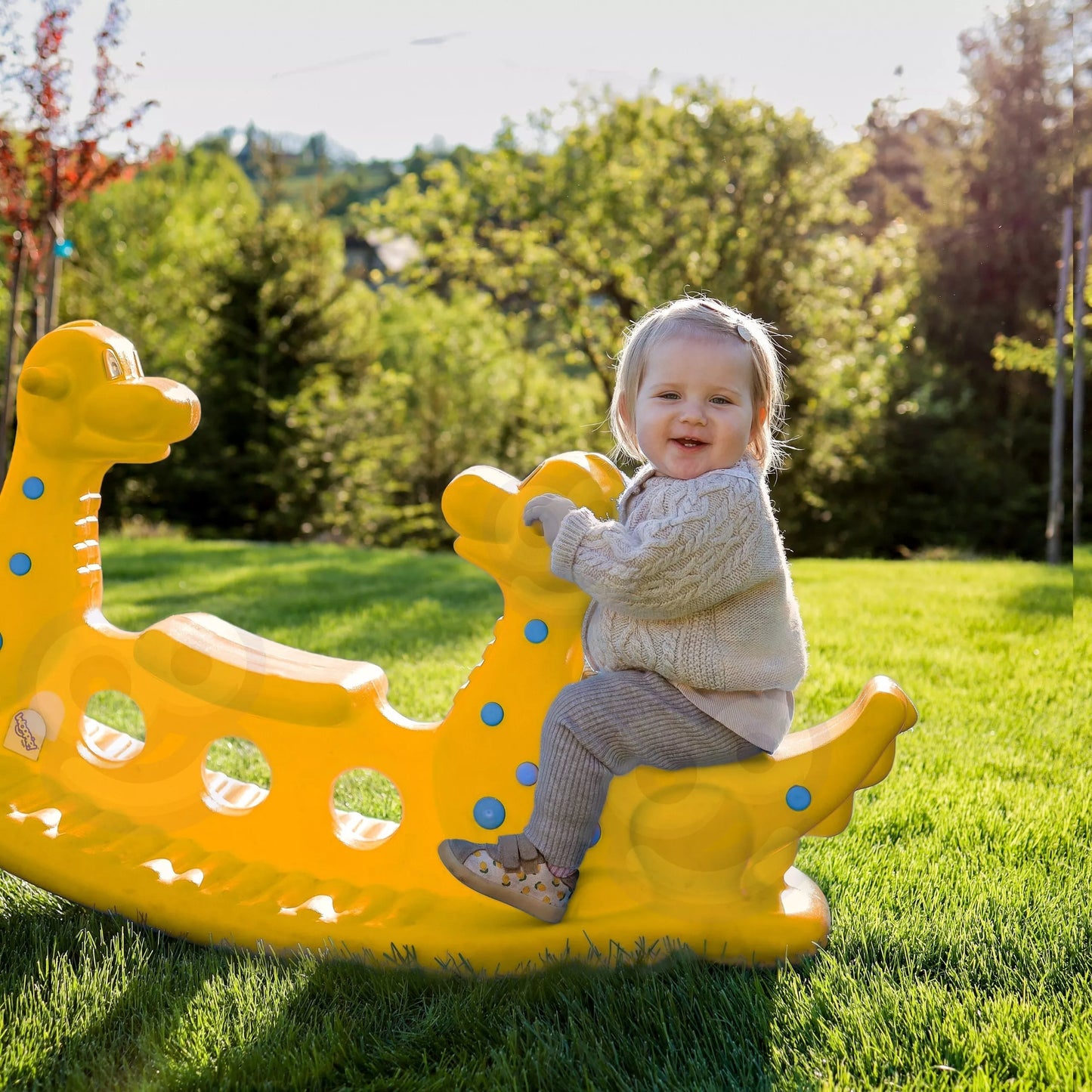 WOOPIE daugiafunkcės Dino sūpynės keliems vaikams – geltona