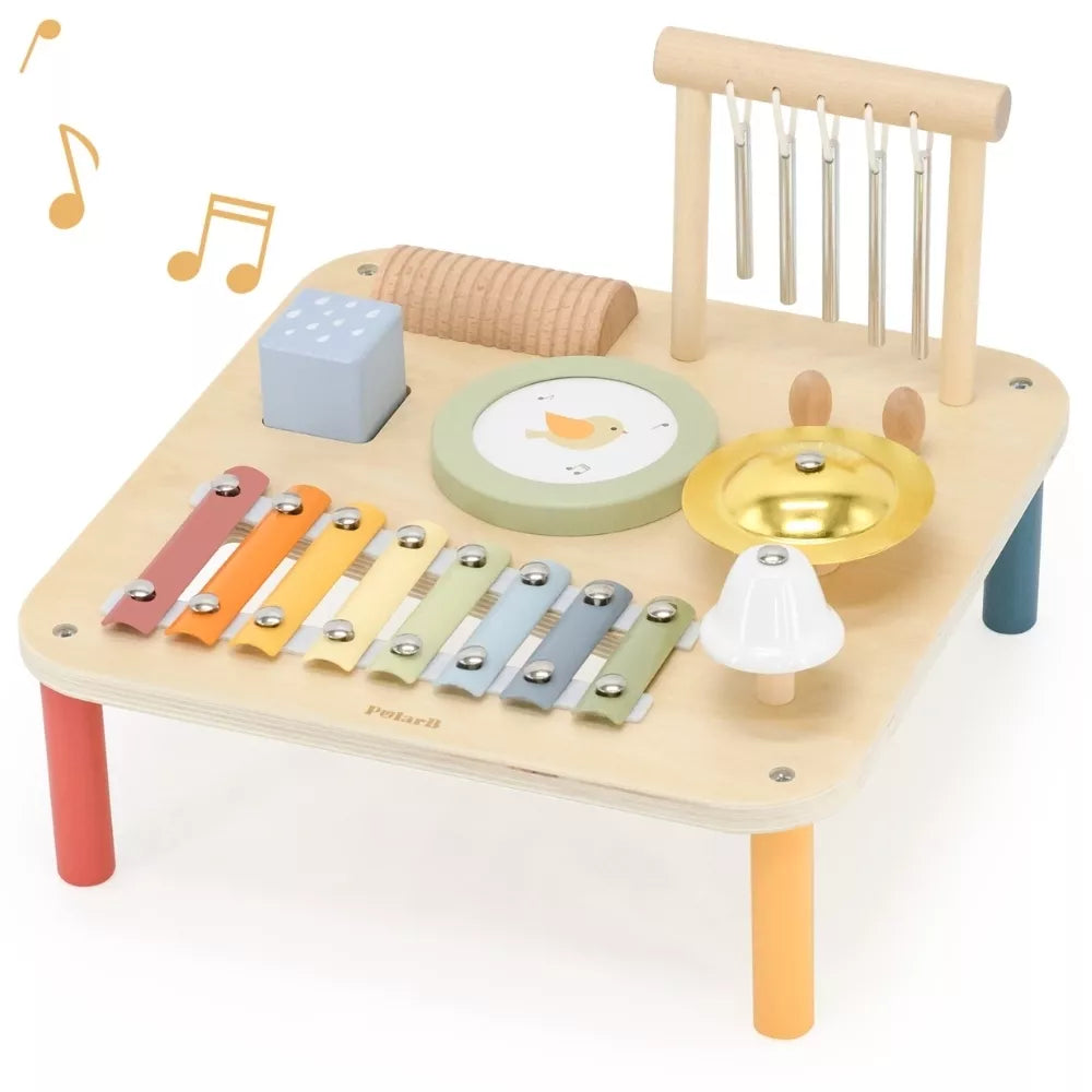 Viga medinis edukacinis muzikinis sensorinis stalas 7in1