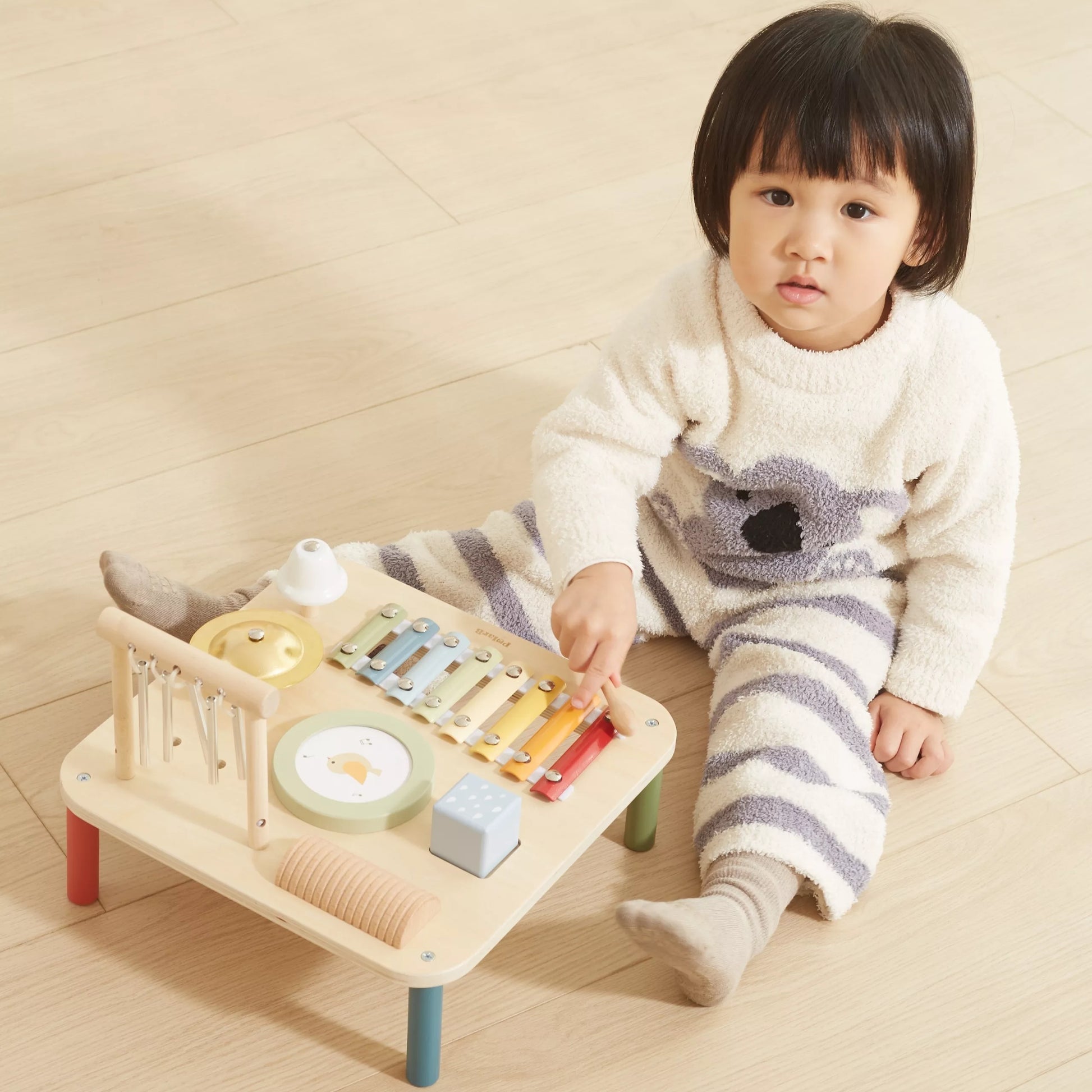Viga medinis edukacinis muzikinis sensorinis stalas 7in1