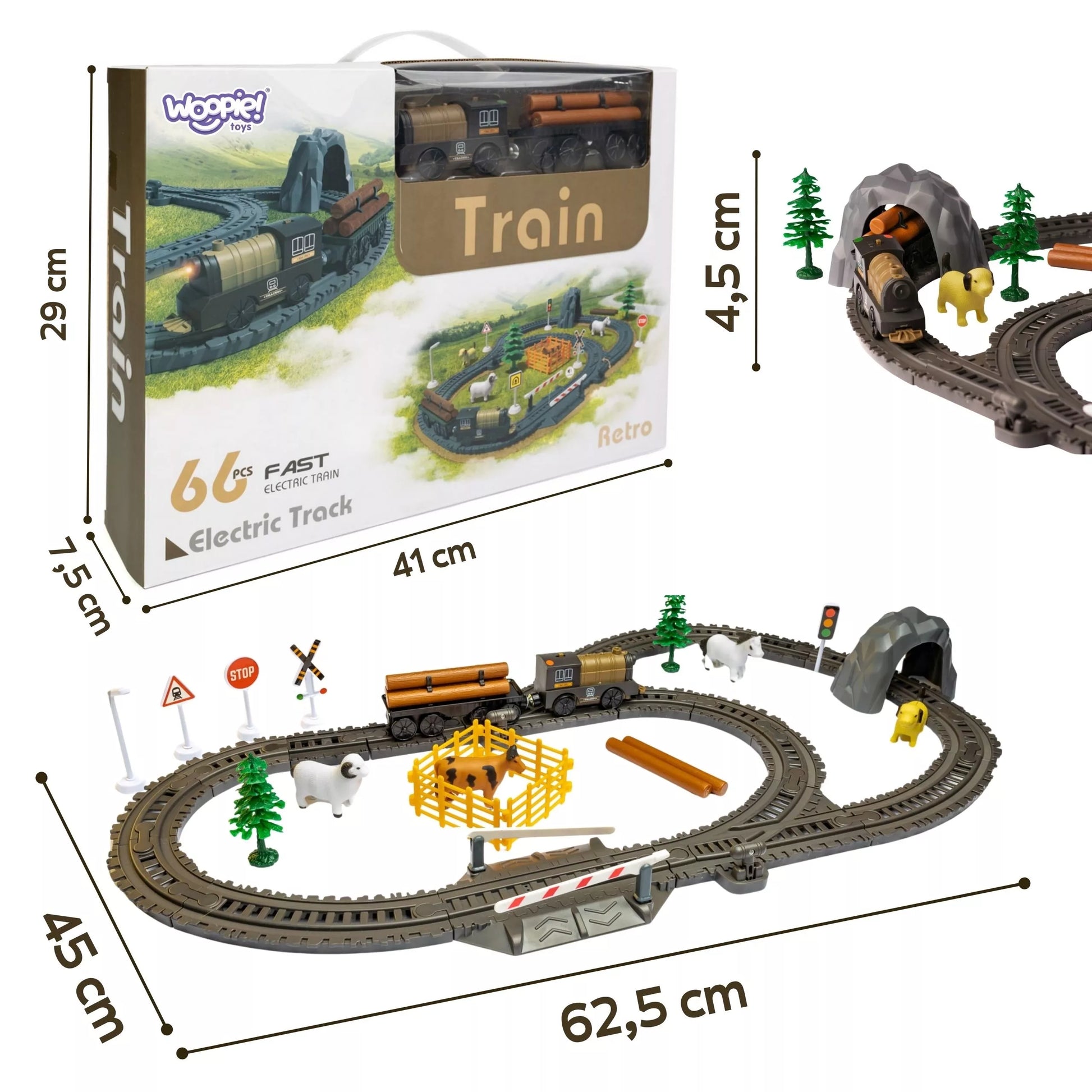 OOPIE elektrinis geležinkelio lokomotyvas Retro Farma Tor XL 66 vnt.