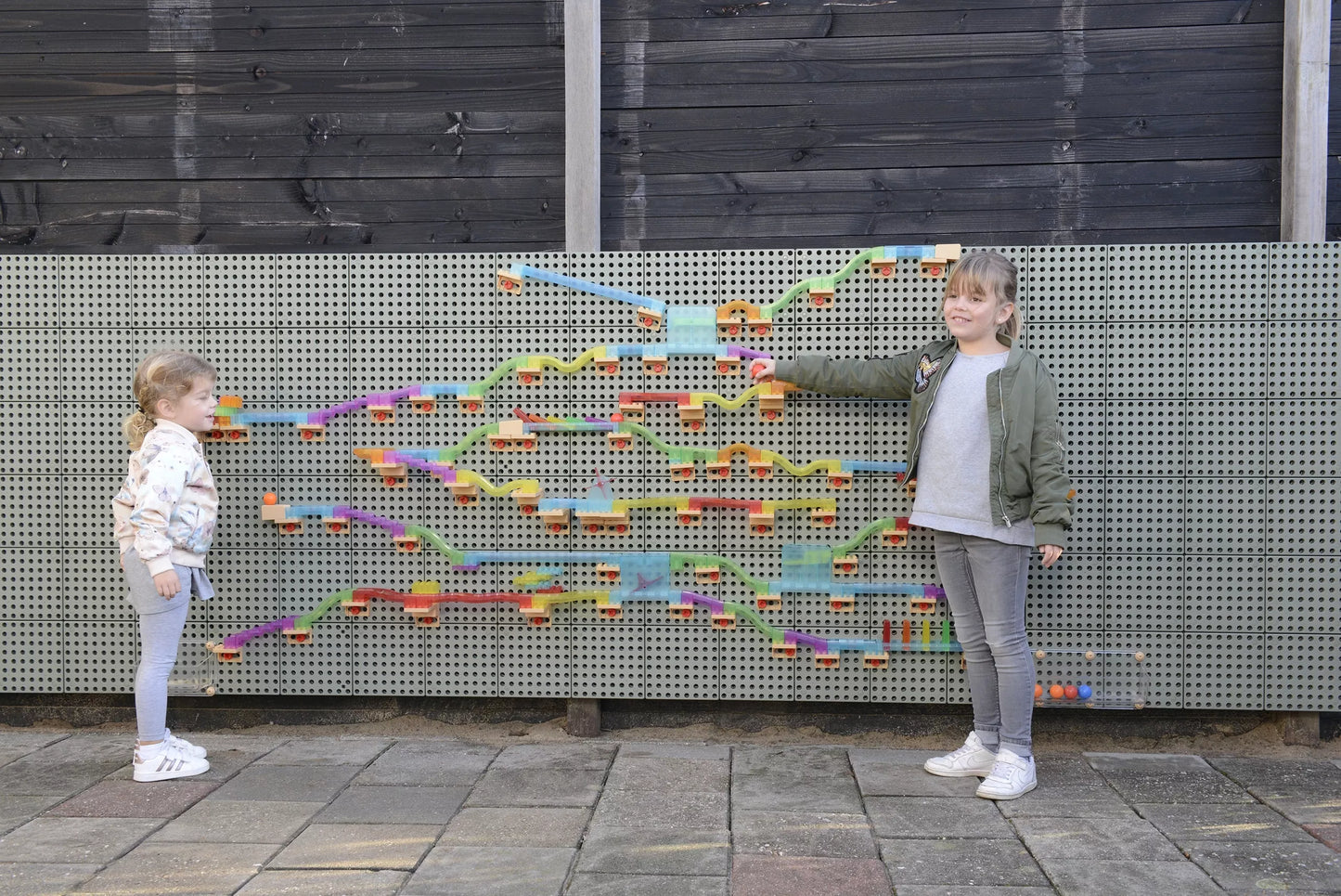 MASTERKIDZ konstruktoriaus rinkinys kamuoliukų bėgimui STEM lentai, 63 vnt.